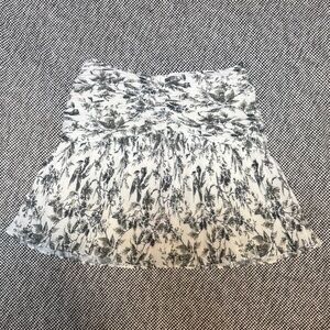 Express Olive Green and Biege Floral Mini Skirt